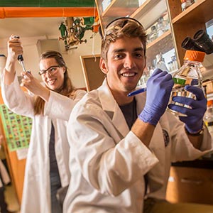 biochem student in lab